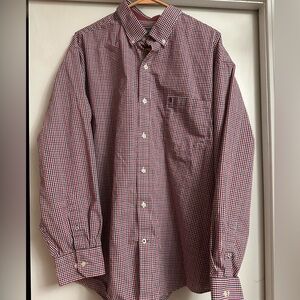 XL red and black plaid Izod button down men's shirt